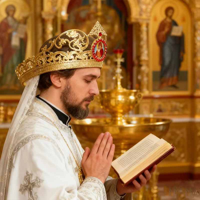 Neue orthodoxe Kirchenkrone, Jesus- und Maria-Ikone, Heilige Familie Krone, religiöses Ritual, orthodoxe Kirche, heilige Hochzeit, Ehepaar-Kronen-Set – Detail 7