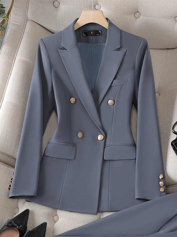 Gray Navy Black Formal Blazer Women Ladies Female Long Sleeve Single Breasted Solid Work Wear Jacket