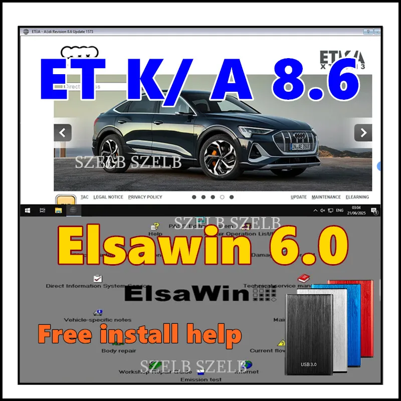2025 Hot ET K/A 8.6 & ELSAWIN 6.0 Elektronischer Teilekatalog für Au//di V-W Gruppenfahrzeuge für Sko//da für Se-at – kostenlose Installation