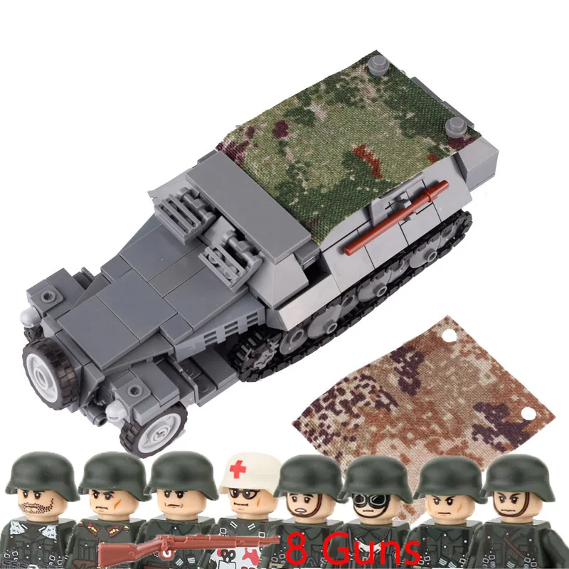 Military Vehicle Building Blocks Solider Figures Gifts Toys Weapons Guns Tank Truck Carrier USA GermanEquipment MOC Mini Bricks