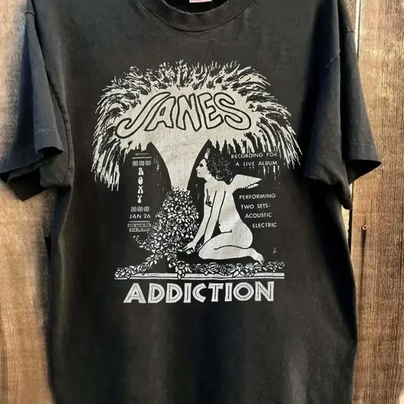 Reprint Jane Äôs Addiction Band Basic Black Classic Style T Shirt Vtg