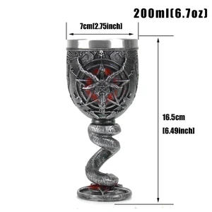 Baphomet Thép bằng thép không gỉ, cốc nhựa đệm, ly cocktail sừng, ly rượu whisky, đồ uống quán rượu, thả vận chuyển, 200ml 12 Cúp rượu kim loại bán hàng chính - 5