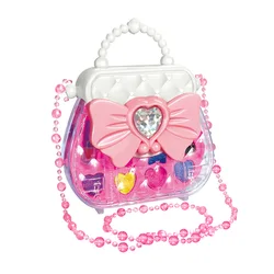 Girls 'Love Heart Bow Cosmetic Toys Set, Handheld Crossbody Bag, Play House, Maquiagem Bow Bonito, Presentes de aniversário infantil