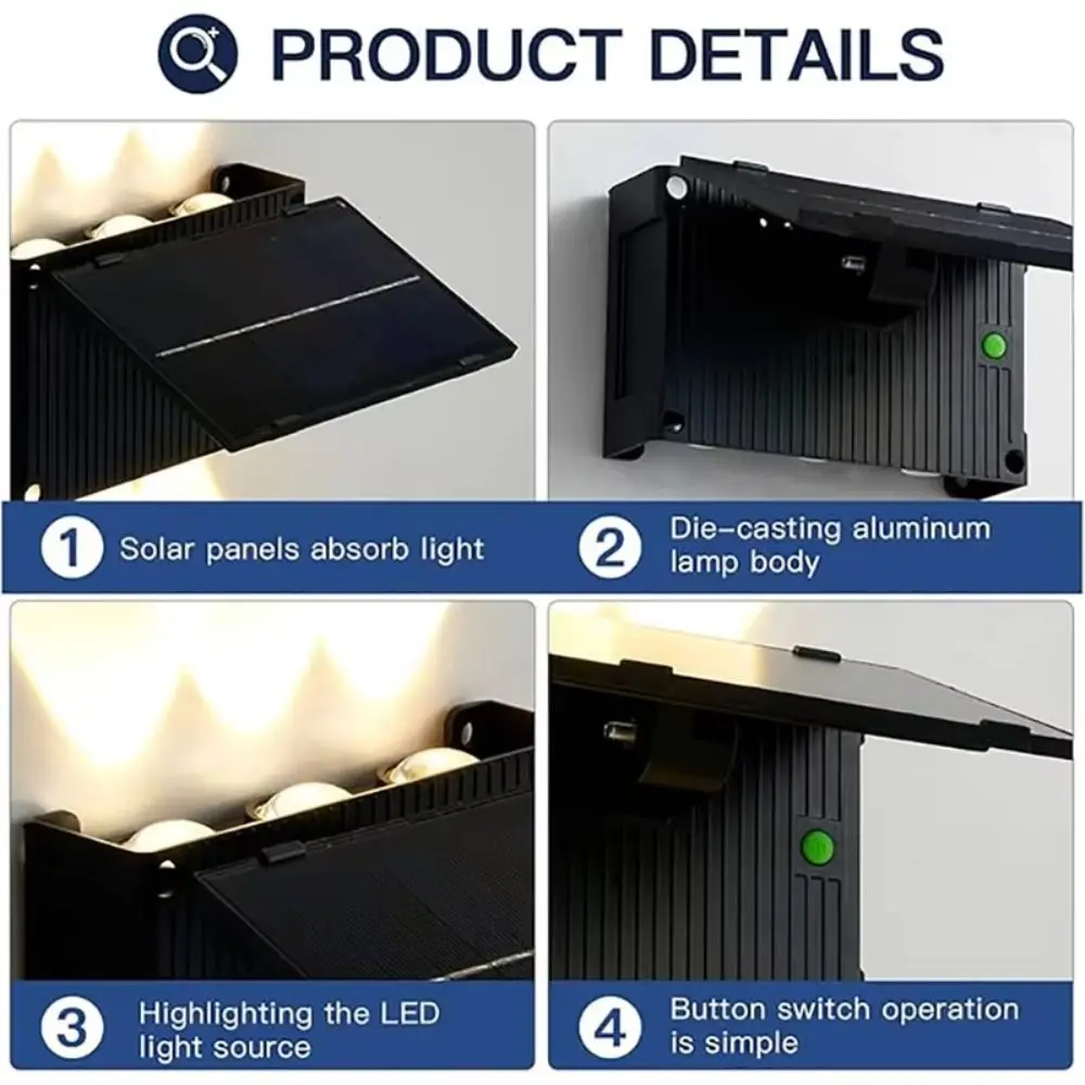 Sensitive Solar Wall Light Waterproof Super Bright Waterproof LED Solar Light Energy Saving Dust Prevention
