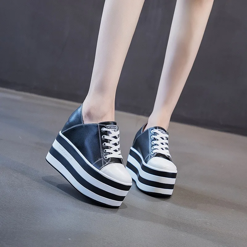 High quality 12cm Platform Wedge Sneakers Shoes Slippers for Women Shoes Spring Autumn Breathable Summer Shoes Mules Breathable