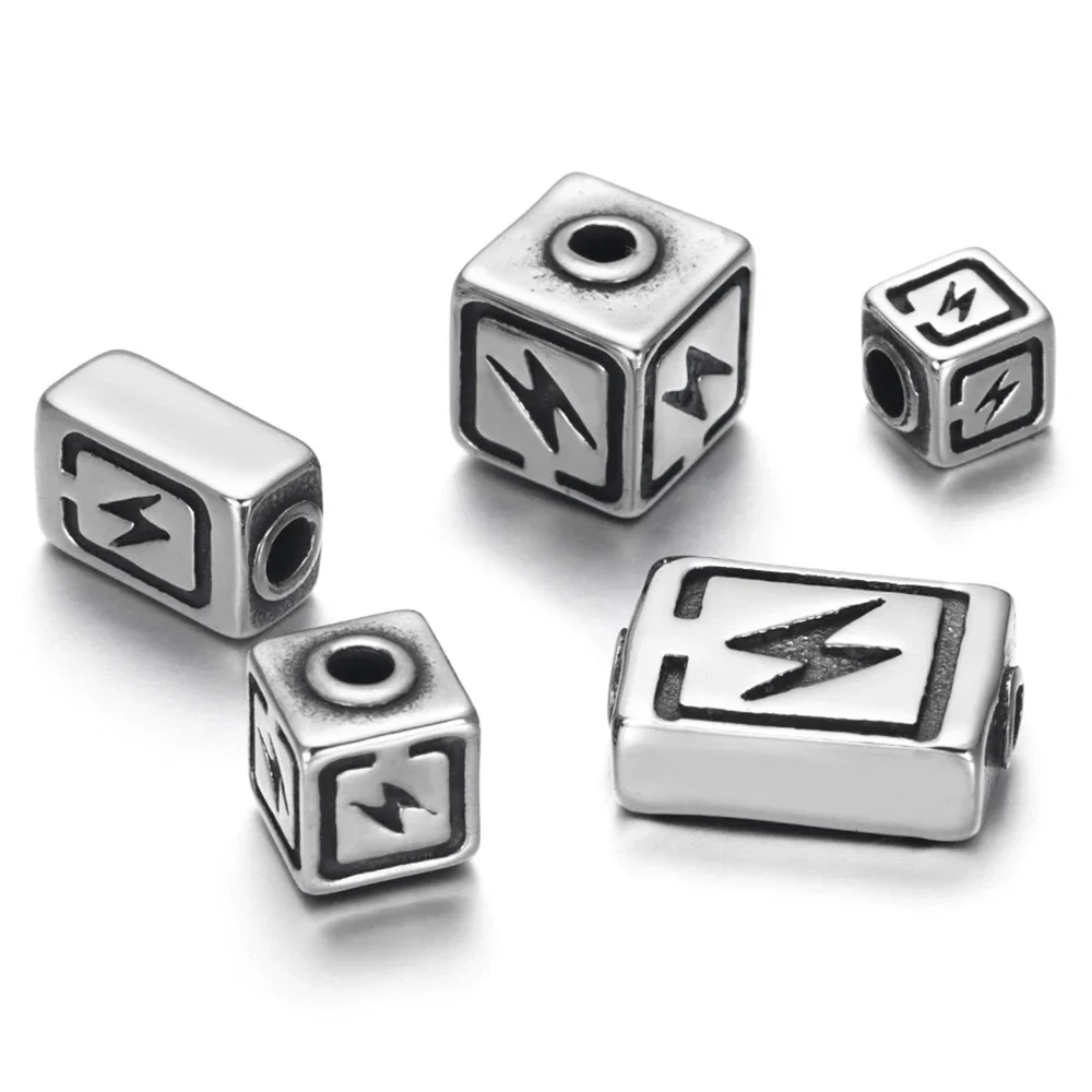 Stainless Steel Small Hole 3mm lightning Beads Spacer for Beaded Bracelet DIY Jewelry Making 316L Metal Charms Accessories
