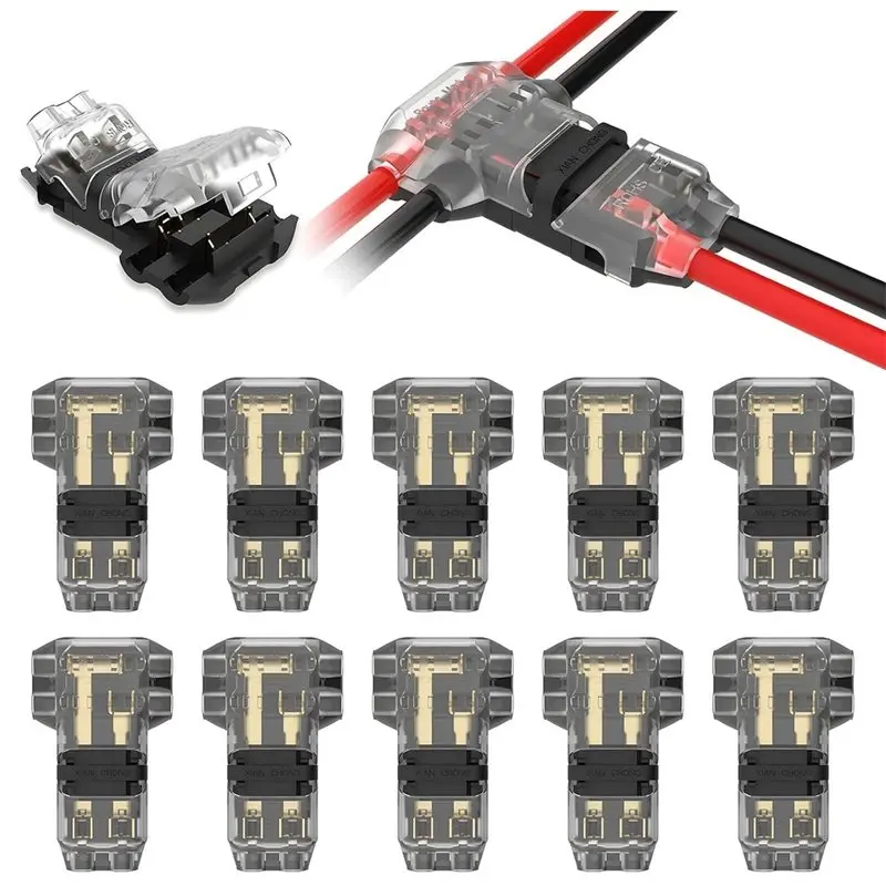 [HOT!A34R】 T Tap Splice Connectors Solderless No Stripping, 16-20 AWG 3 Way 2 Pin 30 Pieces For LED, Automotive& DIY Projects