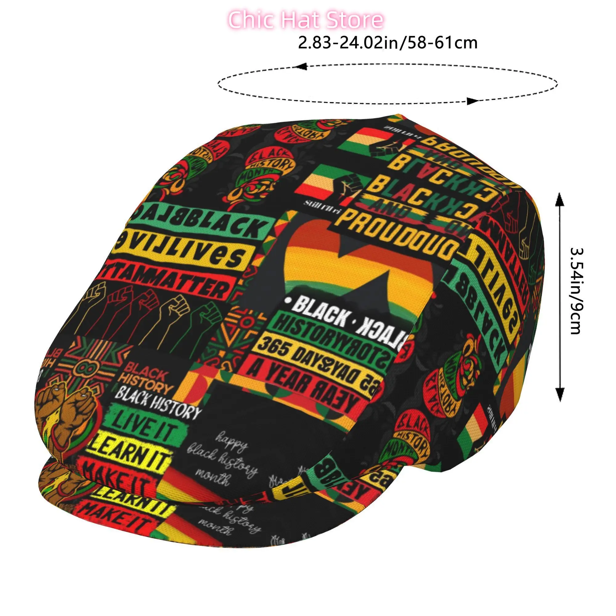 Black History Month Collage All-Over Print Flat-Top Hats for Men And Women, Newsboy Caps, Berets, Irish Hats, Driver Caps, Retro