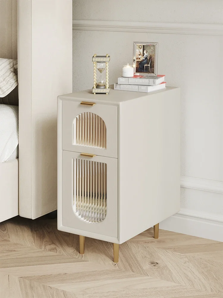 Hengwo ultra-narrow bedside table, French cream style bedroom, small household, small cabinet, locker, small mini bedside cabine