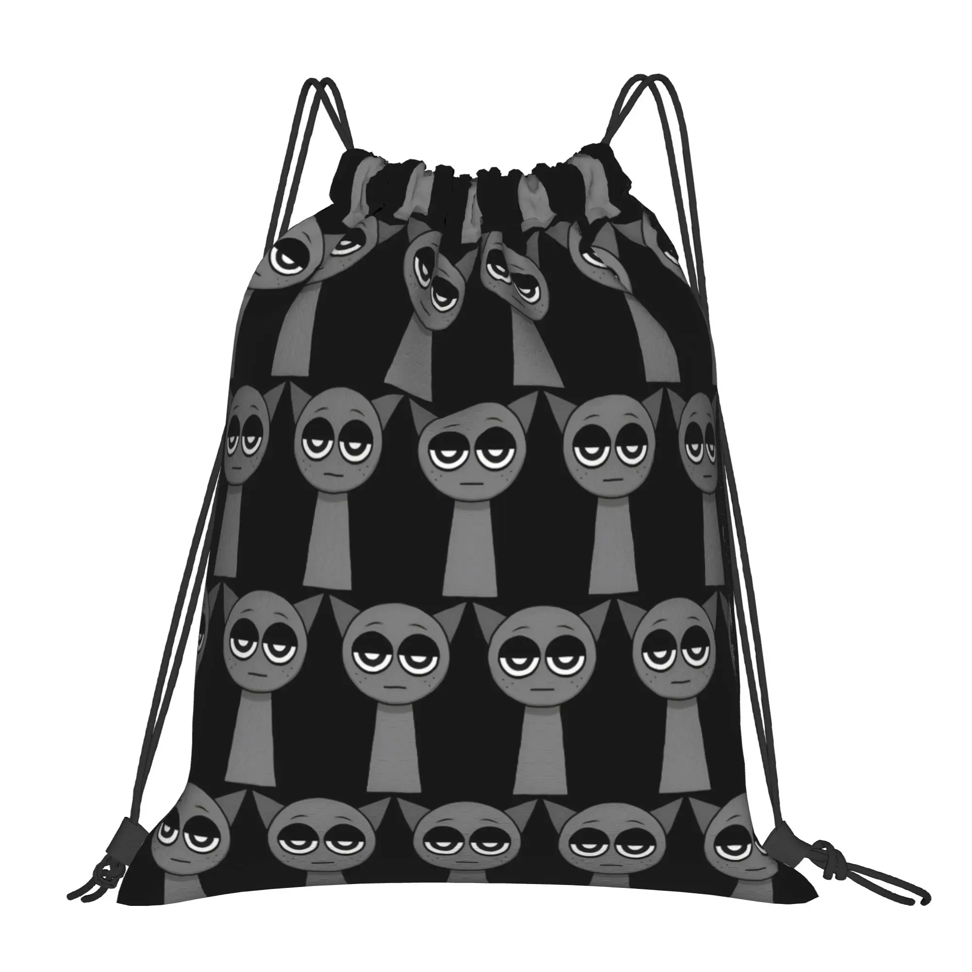 Gray Sprunki Drawstring Backpack Sports Gym Bag Water Resistant Cartoon Game String Sackpack for Hiking 36cm (W) x 43cm (H)