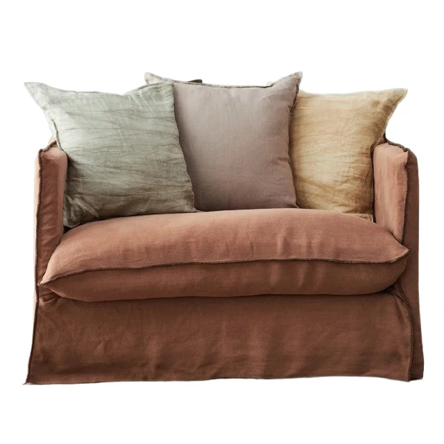 

Single linen fully dismantled sofa simple B & B apartment retro lazy single sofa