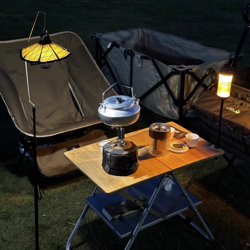 Camping Opvouwbare Houten Tafel Aluminium Draagbare Snelle Opslag Lichtgewicht Kampeeruitrusting Coole Uitrusting