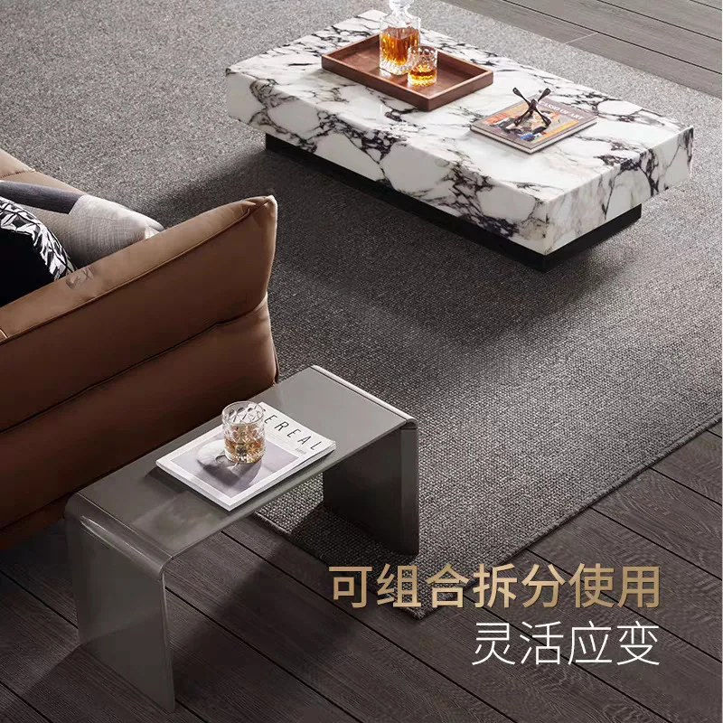 

Прямоугольный журнальный столик из натурального мрамора в стиле лёгкой роскоши для гостиной