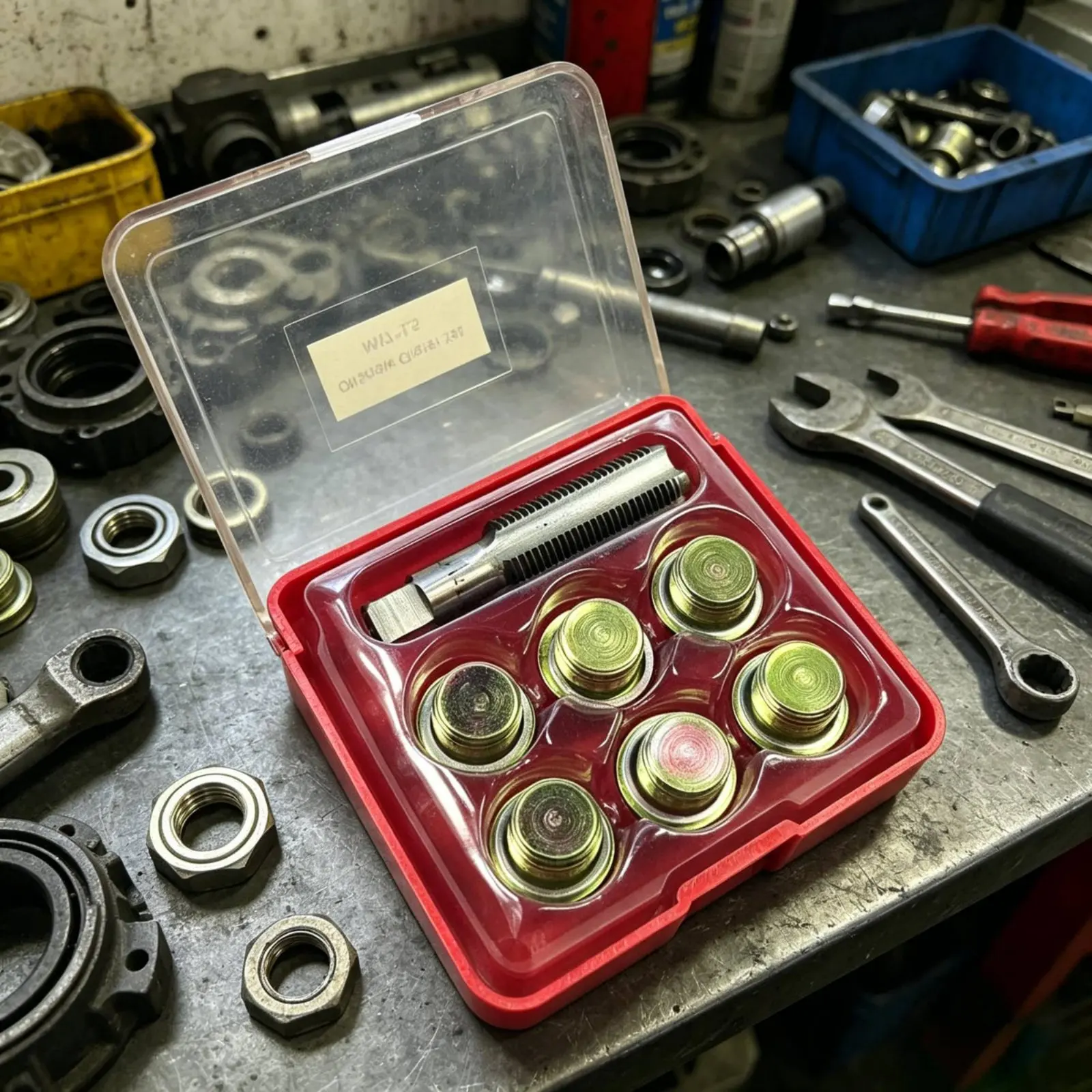 13 Piece Set M17x1.5 Drain Plug Kit Portable Carry Case Oil Pan Thread Repair Kit Oil Pan Thread Repair Set for Garage view 4