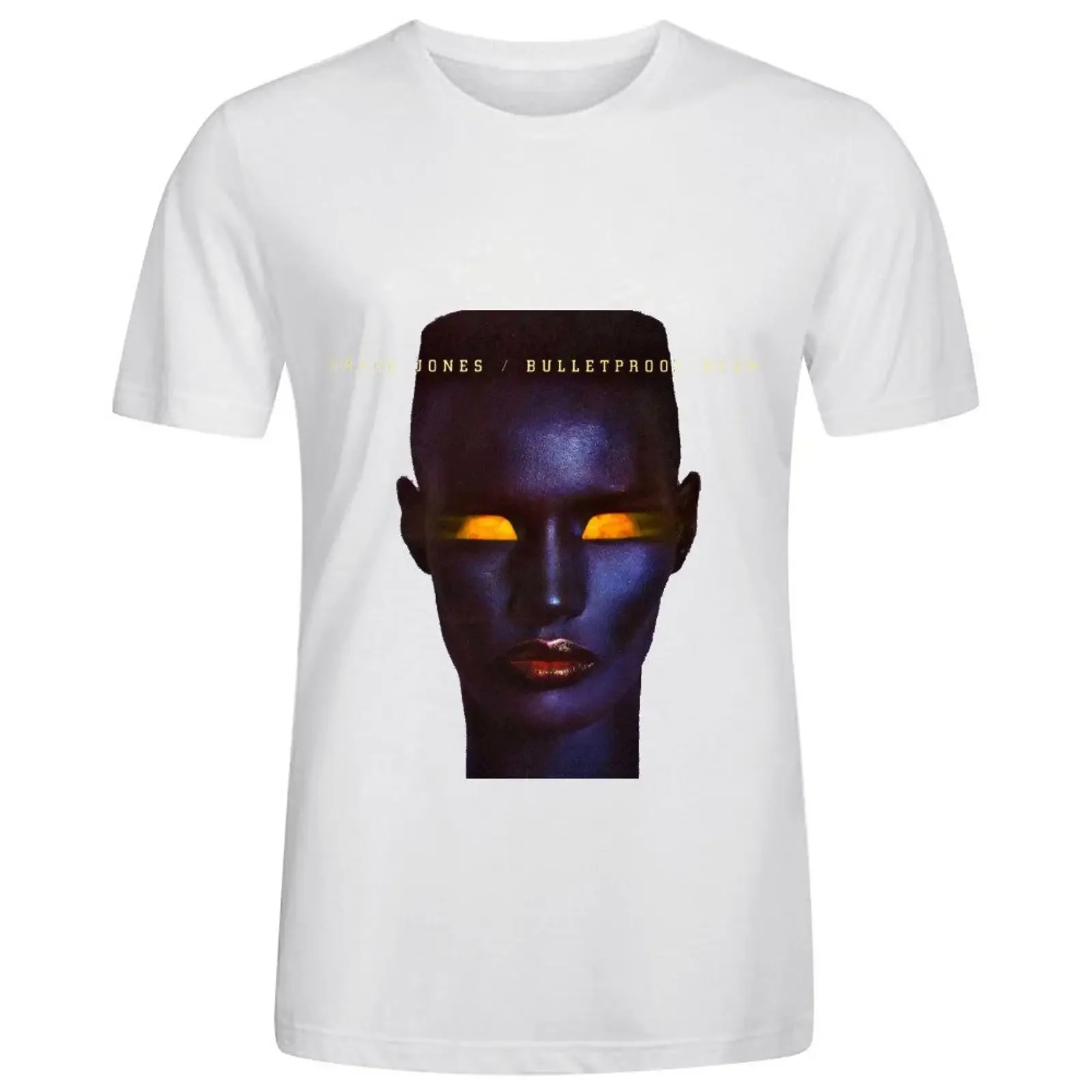 Grace Jones Bulletproof Heart Rock Men O Neck  T Shirt White vintage Washed Breathable Versatile Stylish Casual
