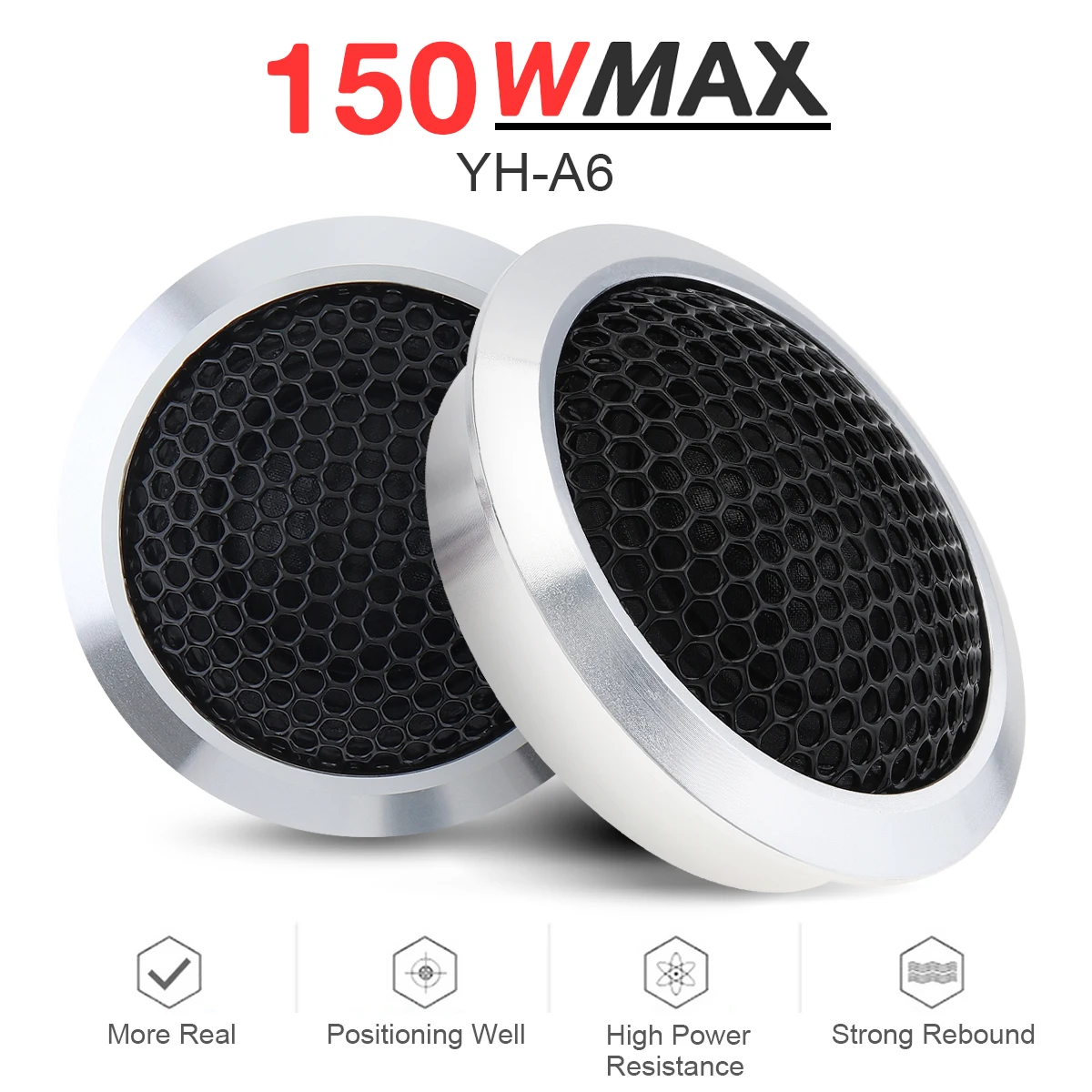 2pcs 120W / 150W Mini Black White Universal High Efficiency Dome Car Tweeter Stereo Speakers for Car Audio System