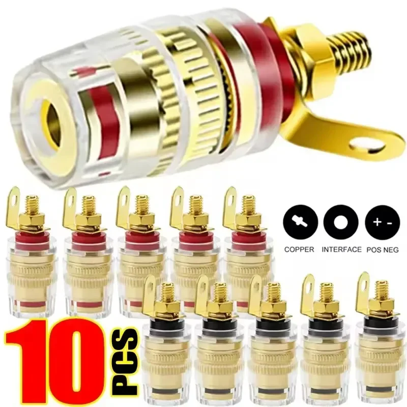 1-10Pcs 4mm Brass Posts Speaker Terminal Binding Post 4mm Banana Plug Socket Low Frequency Amplifier Connector for Loudspeakers