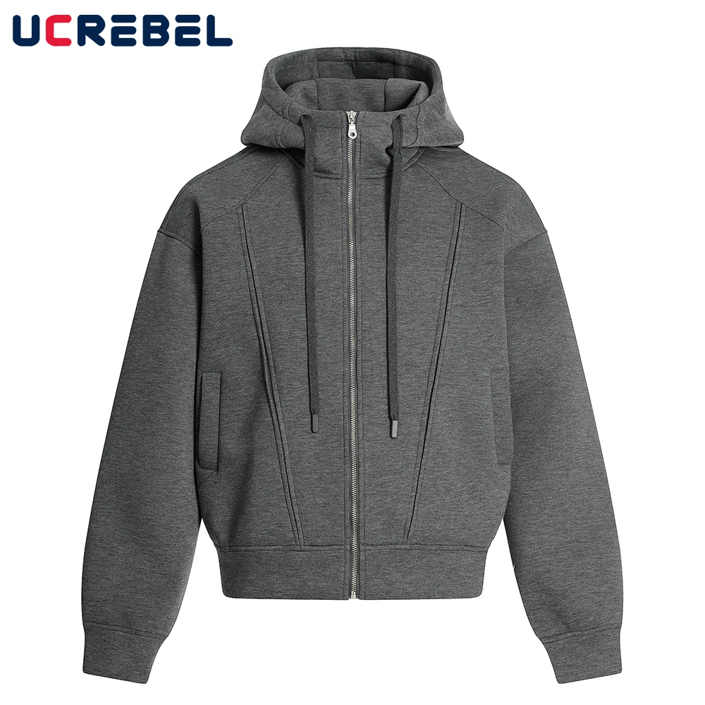 

Spliced Long Sleeve Hoodies Mens Solid Color Autumn Streetwear Loose Hooded Sweatshirts Outerwear Man