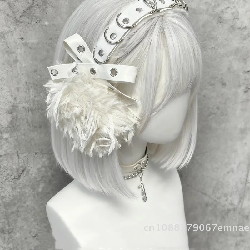 [zyas]パンクイヤーウォーマー保護用ぬいぐるみふわふわy2k原宿風ダークウォームイヤーマフ耳カバー衣装小道具パーティーアクセサリー