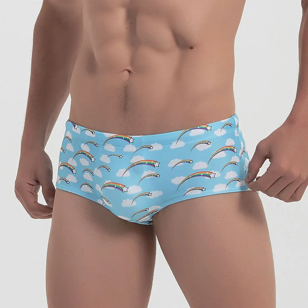 Swimsuits Men's Swim Briefs Bikini Board Surf Shorts Boxer Trunks Sexy Rainbow Swimwear Traditional Cut Beach Bathing Suit