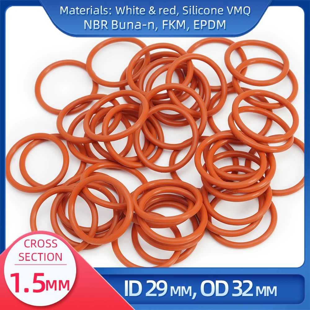 

O Ring CS 1.5mm ID 29 mm OD 32 mm Material With Silicone VMQ NBR FKM EPDM ORing Seal Gaske1