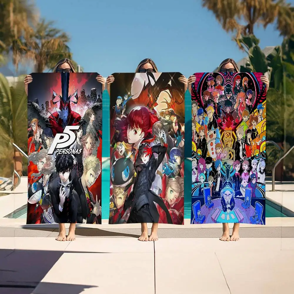P-Persona 3 4 5 Royal Anima Game Anime Beach Swimming Towel Soft Absorbent Washcloth Children's Gifts for Kids Travel Camping