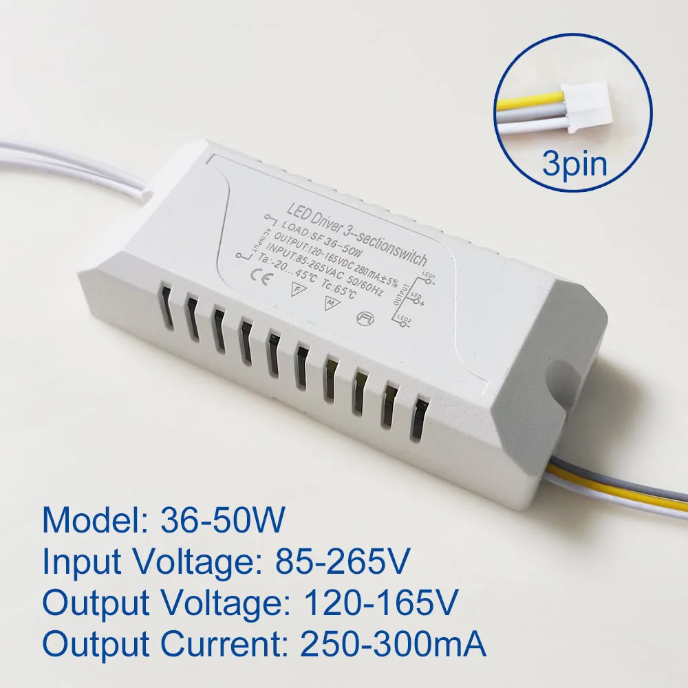 AC85-265V LED Driver Adapter For LED Lighting 18-24W 25-36-50W 100-120-150W Transformer For 3color LED Ceiling Light Replacement