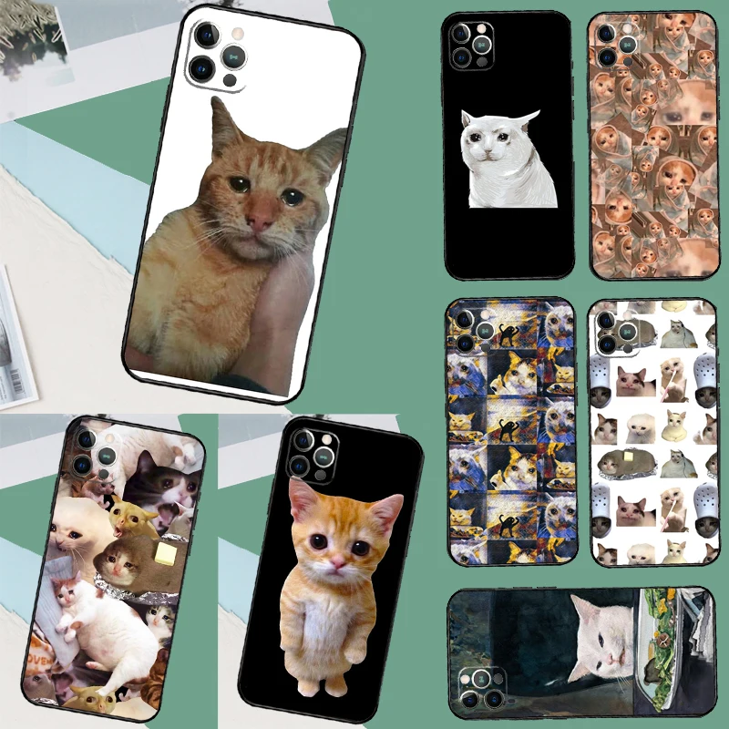 Crying Cat Memes Case For iPhone 15 Pro Max Plus 12 13 Mini 11 14 Pro Max XS X XR 7 8 SE 2020 2022 Cover