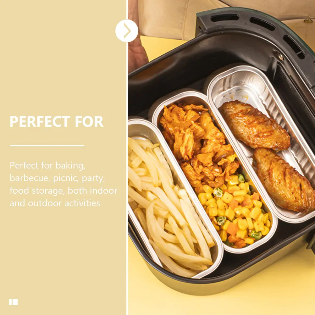 

50pcs Aluminum Foil Cake Boxes Thickened Food Containers Baking Supplies Camping Bbq Party Storage Heat Resistant Portable