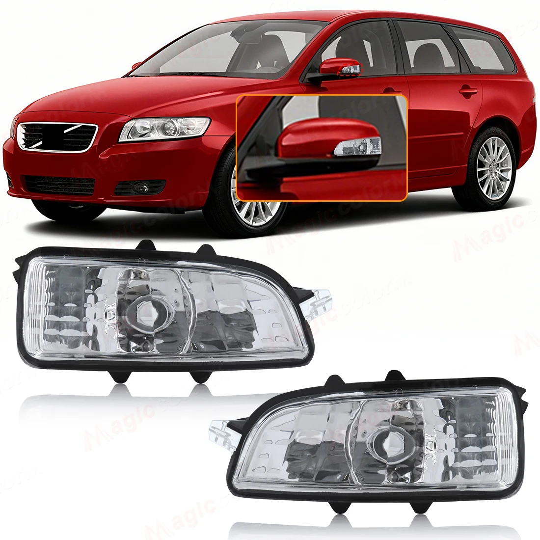 

Индикатор зеркала автомобиля, указатель поворота для Volvo S40 S60 S80 C30 C70 V50 V70 2006 2007-2012, левый/правый боковой светильник заднего вида с крылом