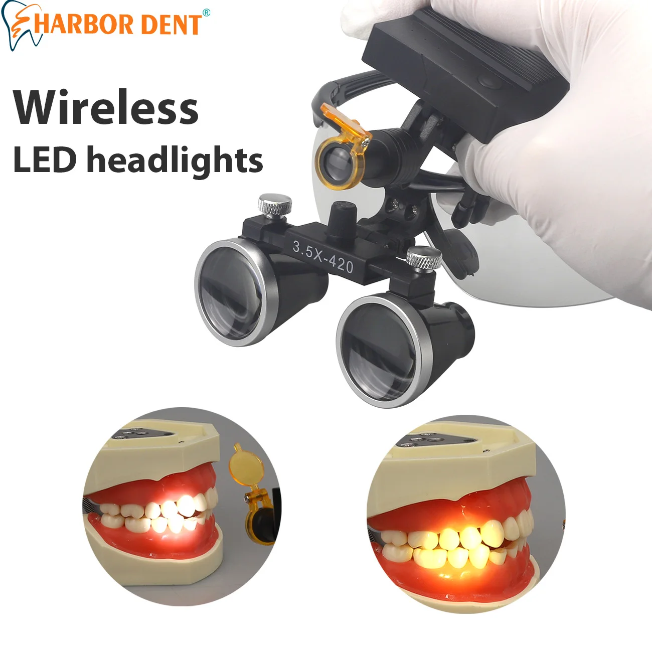 

Dental Headlight Lamp 2.5X/3.5X Lab Medical Loupes High Brightness Magnification Binocular Dentistry Equipment