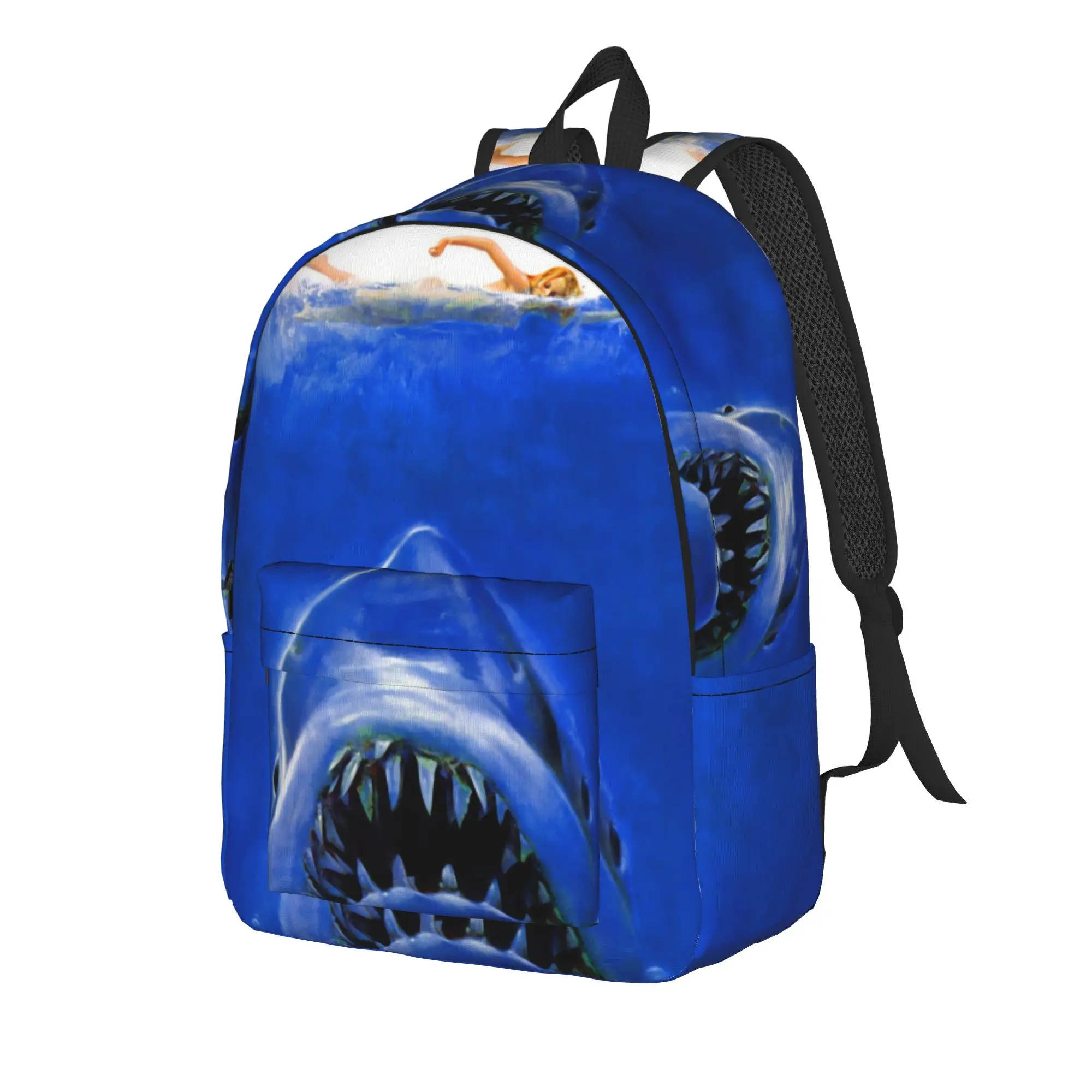 Jaw-Shark Classic Film Amity Island Backpack  Daily Backpacks Youth Fashion School Bags Colorful Print Rucksack