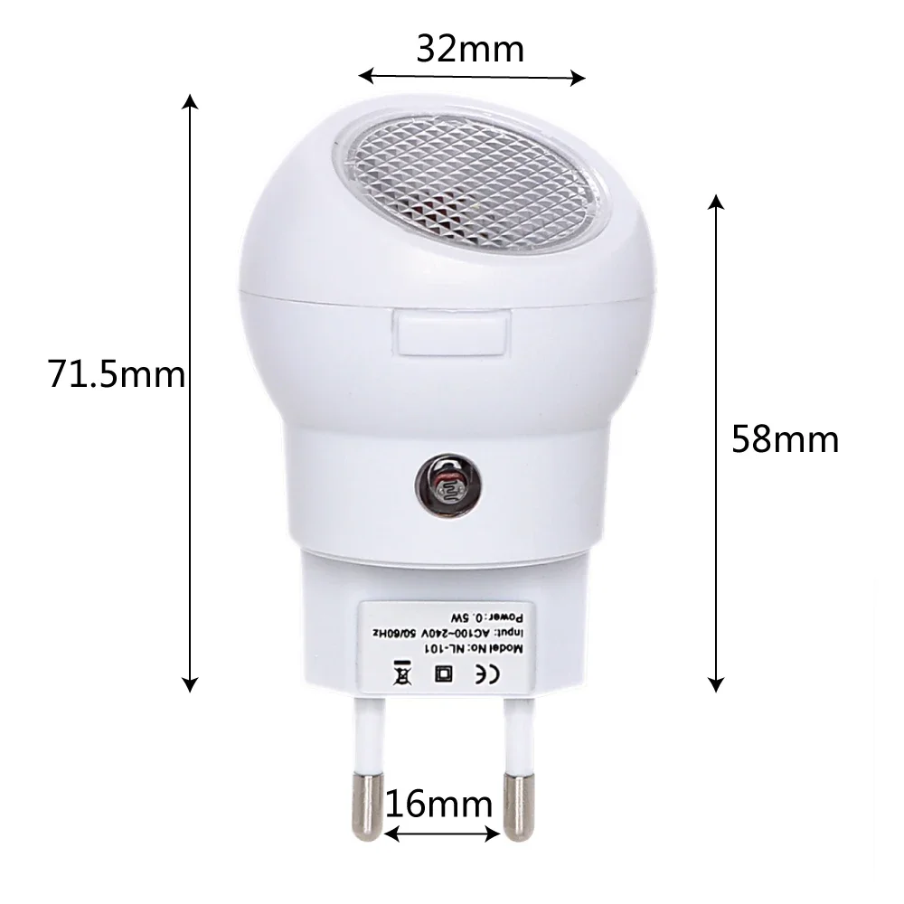 Light Sensor EU Plug Night Light  Bedroom Lamp Novelty Lamp Convenience  Manual Rotation