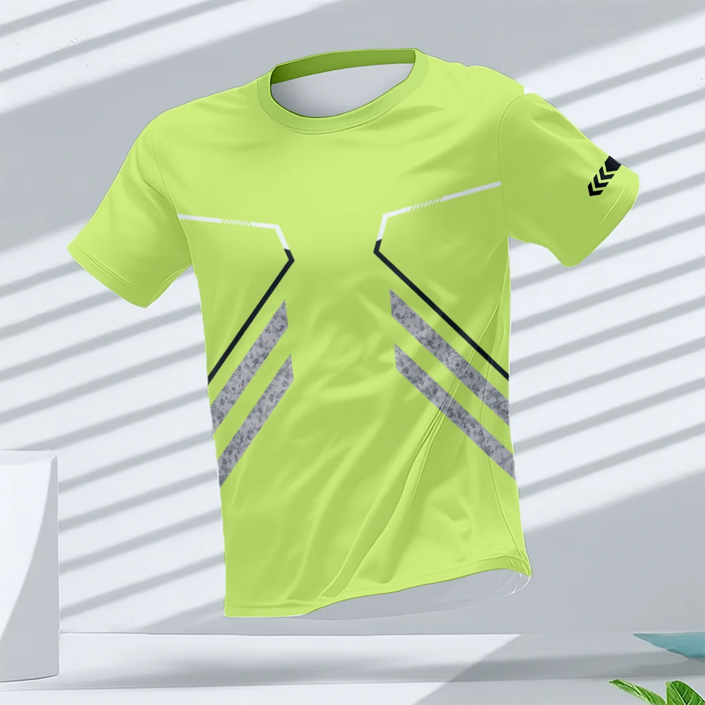 

Summer Men's Breathable Quick-dry Running T-shirt Fashion Popular Graphic Print Short-sleeved Outdoor Fitness Hiking Sports Tops