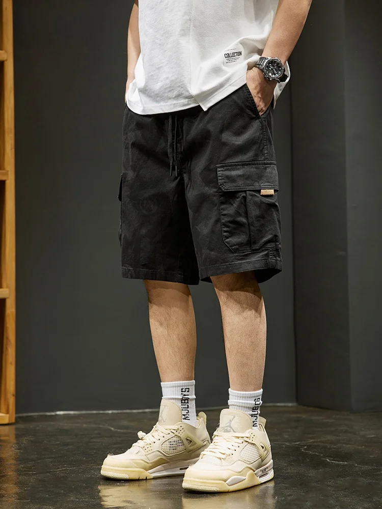 

American Retro Camouflage Workwear orts Loose Casual Thin Five-Quarter Pants Summer Youth Faion Trendy Brand Men's Clothing