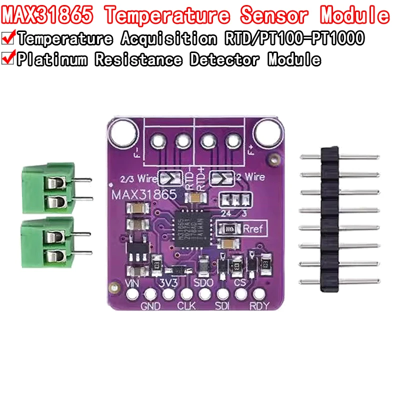 MAX31865 PT100 to PT1000 RTD-to-Digital Converter Board Temperature Thermocouple Sensor Amplifier Module 3.3V/5V For Arduino