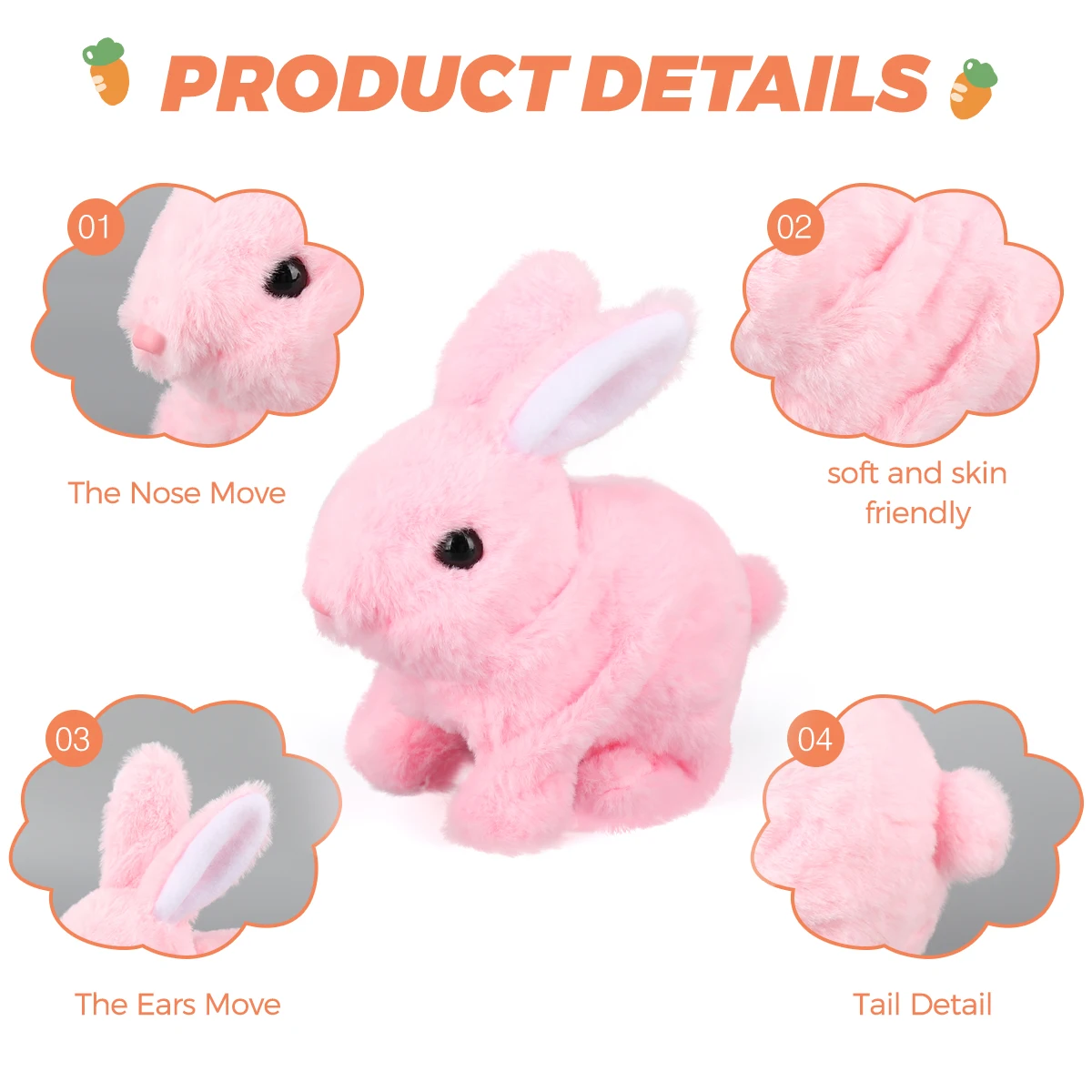 Peluche elettronico coniglietto pasquale simulazione coniglio che cammina suono bocca mobile che scuote le orecchie giocattoli per animali domestici per regali di Pasqua di compleanno