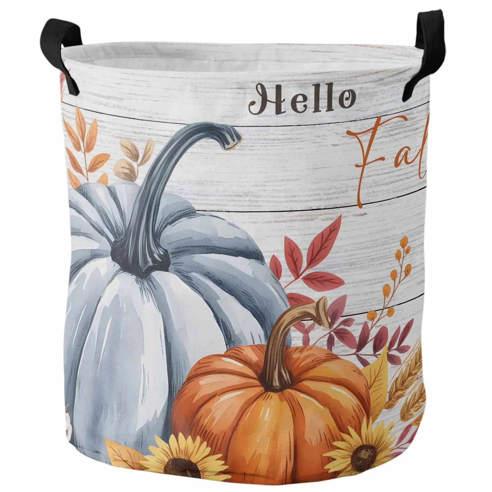 

Gray Wood Grain Autumn Plants Foldable Dirty Laundry Basket Kid's Toy Organizer Waterproof Storage Baskets