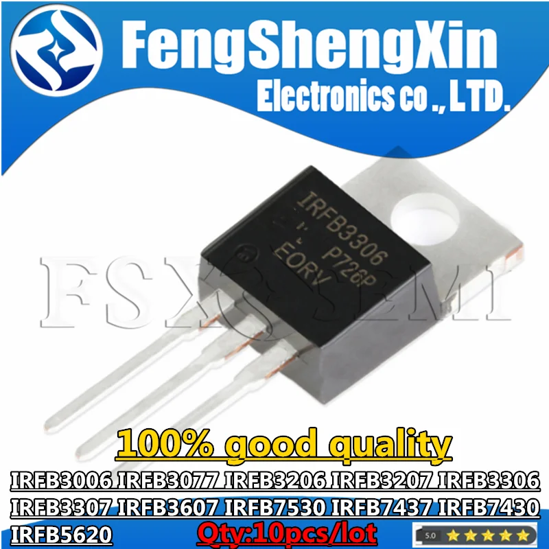 

10pcs IRFB3006 IRFB3077 IRFB3206 IRFB3207 IRFB3306 IRFB3307 IRFB3607 IRFB7530 IRFB7437 IRFB7430 IRFB5620 Power MOSFET TO220