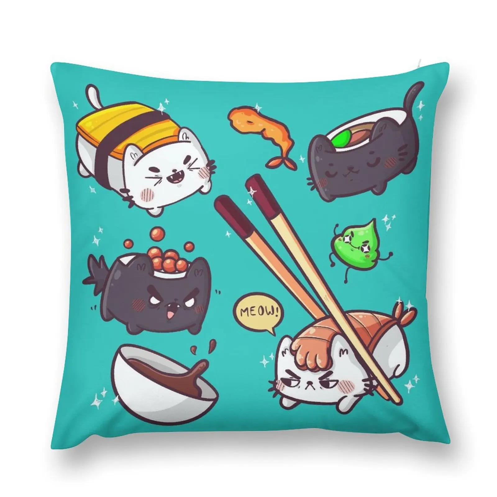 

Sushi cats Throw Pillow christmas pillow case christmas pillowcases Decorative Cushion pillow