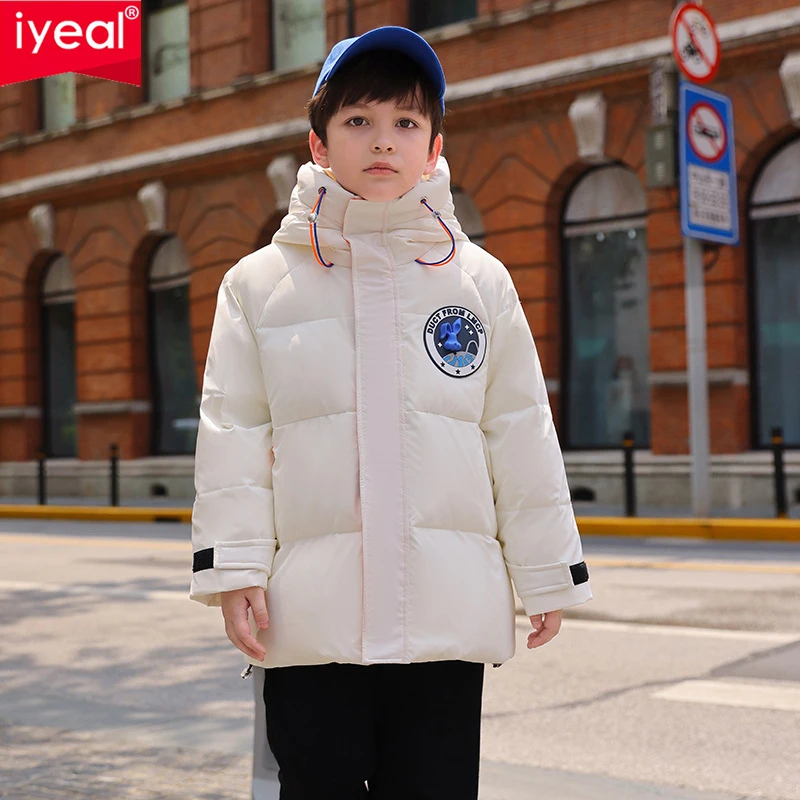 

IYEAL Winter Children Girl Boys Thicken Warm Down Jacket Fashion Parka Hooded Outerwear Clothes For Kids Clothing