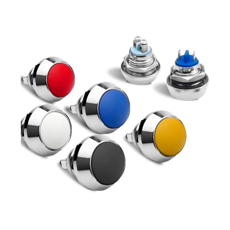 12mm Momentary Metal Push Button Switch Colored Switches Spherical Stainless Steel Car Modification Horn Doorbell Switch JS