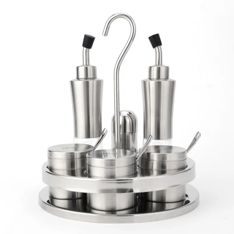 Stainless steel seasoning tank set, sauce and vinegar bottle, oil bottle, pepper and salt tank, restaurant seasoning tank