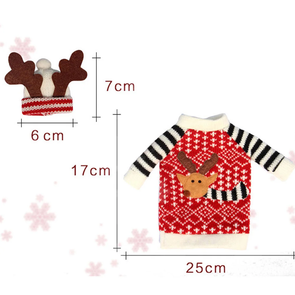 2 قطعة غطاء زجاجة النبيذ عطلة عيد الميلاد الديكور غطاء قماش قابل لإعادة الاستخدام للهدايا طاولة المنزل زينة احتفالية #2