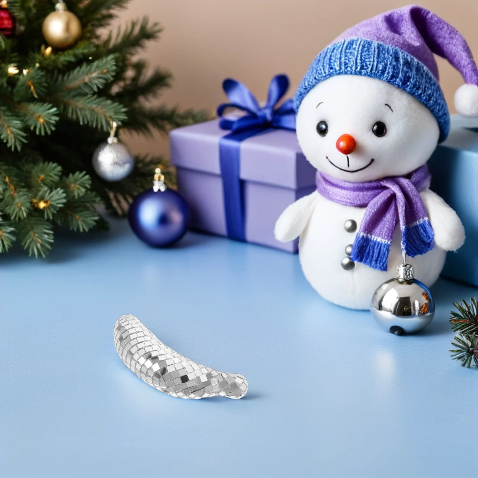 

Mirrored Banana Ornaments Retro Disco Ball Sculpture Silver Glass Fruit Tabletop Reflective Decor Hanging Pendant Dj Stage