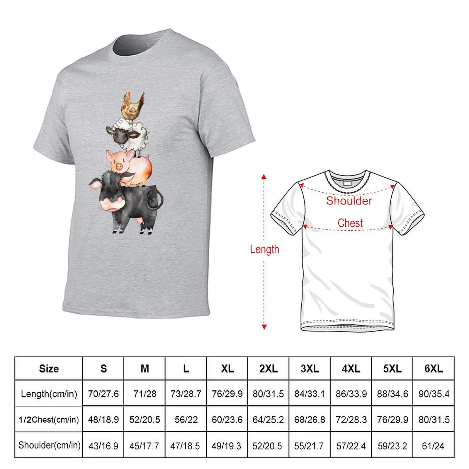 Barn Yard Animal Stack T-shirt heavyweights plus size tops mens clothes