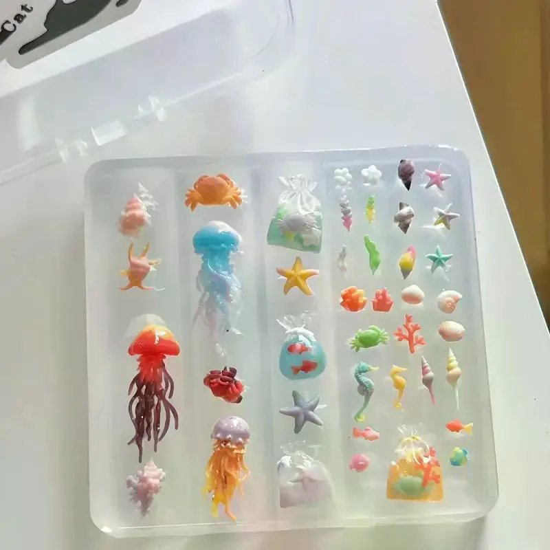 3D Ocean Series Silicone Jellyfish Starfish Shells Nail Mold DIY Nail Art Decoration Transparent Manicure Mold For Nails Crafts