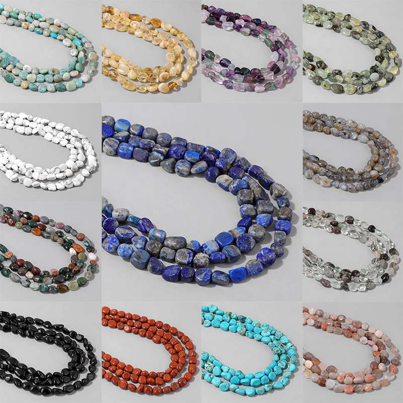 

Wholesale 8-12MM Natural Stone Beads Irregular Amethysts Agates Citrine Moostone Quartz Loose Beads for DIY Jewelry Making