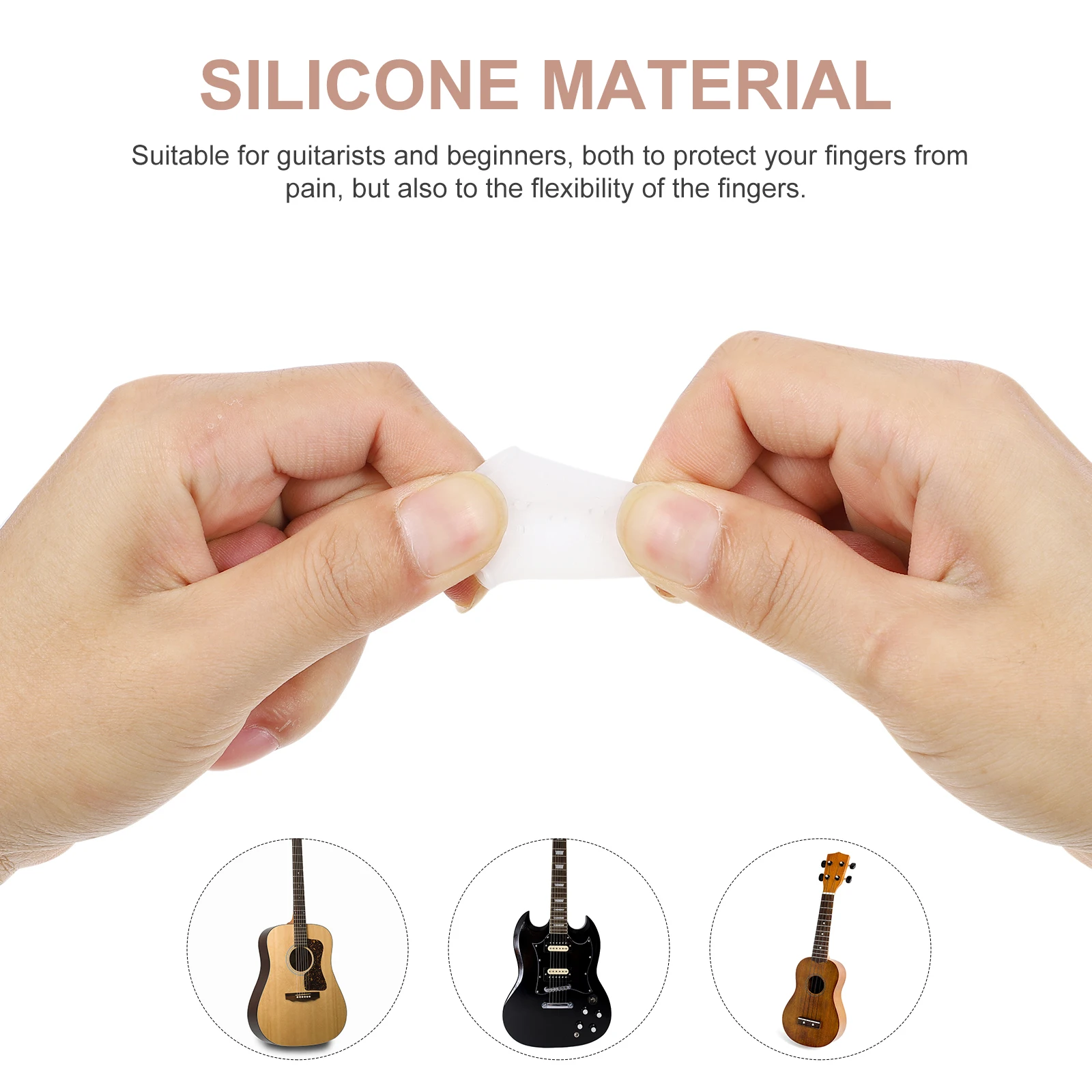 

40Pcs Guitar Finger Guards Silicone Fingertip Protector Soft Breathable for Ukulele Electric Guitar Size S White Finger Pain