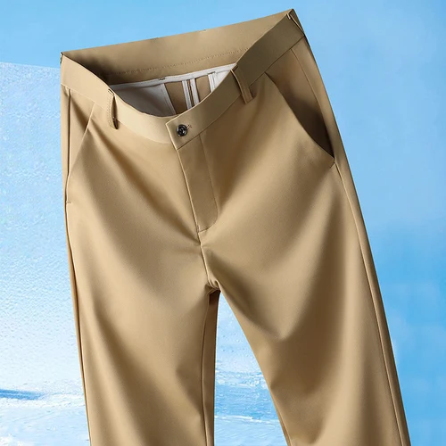 Pantalones informales finos de verano para hombre, pantalones de vestir formales de secado rápido, pantalones de traje de corte Regular para hombre, pantalones caqui M-3XL
